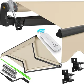 Kesser KESSER® Elektrische Gelenkarmmarkise mit Fernbedienung Markise Terrassenmarkise Klemmmarkise Sonnenmarkise inkl. Wandhalterung Sonnenschutz Balkonmarkise wasserabweisender