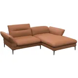 flexlux Ecksofa Salino, Funktionssofa mit Recamiere, Relaxsofa, Ecksofa, Sofa mit Arm- und Kopfteil-Verstellungen, Kaltschaum & Stahl-Wellen braun