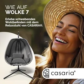 CASARIA Hängesessel Outdoor mit Gestell XXL Hängestuhl 94cm Breit 2 Seitentaschen Kissen Schaukelstuhl 150kg Belastbar Indoor Grau