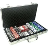 ISO TRADE - Texas Strong 300 Tokens Poker Set + Suitcase 9554 Material Bingo, Mehrfarbig