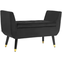 Homcom Sitzbank mit Stauraum Armlehnen Polsterbank mit Samtoptik, Sitztruhe mit Holzbeine, Truhenbank für Wohnzimmer Schlafzimmer Flur 107 x 42 x 65 cm, Esszimmer, Bänke, Sitzbänke