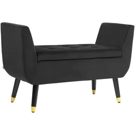 Homcom Sitzbank mit Stauraum Armlehnen Polsterbank mit Samtoptik, Sitztruhe mit Holzbeine, Truhenbank für Wohnzimmer Schlafzimmer Flur 107 x 42 x 65 cm, Esszimmer, Bänke, Sitzbänke