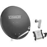 Schwaiger 80cm anthrazit + Quad LNB