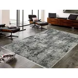 OCI DIE TEPPICHMARKE Teppich OCI DIE TEPPICHMARKE "BESTELLER CAVA", grau (dunkelgrau), B:300cm H:8mm L:400cm, Viskose, Teppiche, Teppich, Glanz Viskose, mit Fransen, Hoch Tief Struktur, Vintage, Wohnzimmer