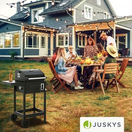 Juskys Holzkohlegrill Missouri - Deckel, Räder, verstellbare Kohlewanne & Abdeckhaube