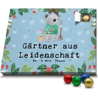 Mr. & Mrs. Panda Schoko Adventskalender Gärtner Leidenschaft - Blau Pastell - Geschenk, Gärtnerei, Danke, Schokoladen Adventskalender, Arbeitskol... - Blau