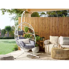 Beliani Hängesessel weiß Textil, 108x190x100 cm Gartenmöbel, Hängesessel