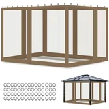 Moskitonetz für Pavillon 3 x 3,6 m Inoamity – Moskitonetz wasserdicht mit Reißverschluss, 4 Seitenwände für Garten, Terrasse, Camping – kompatibel mit Pavillons 10 x 12 ft (Khaki)