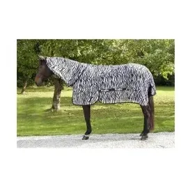 Covalliero RugBe Zebra Fliegendecke Ekzemerdecke Pferdedecke mit Halsteil 155cm