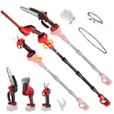 Akku-Teleskop-Kettensäge Heckenschere und Gartenschere Kombiset kompatibel mit Milwaukee 18V, Ausziehbares Baumbeschneidungs-Werkzeugset zum Schneiden von Ästen und Bäumen (ohne Akku)