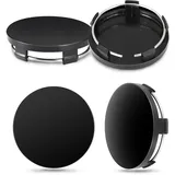 4 Stück Nabendeckel 60mm, Universal Radnabenkappen aus Hochwertiges ABS, Radnabenabdeckung Polierte Oberfläche, Schwarz Felgenkappen Ersetzen Kompatibel mit VW und Audi Alufelgen (OD 60mm ID 56mm)