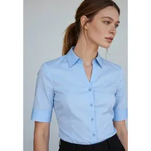 More & More Baumwollstretchbluse Hellblau 46