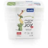 Rotho Domino 4er-Set Gefrierdosen 0.75l mit beschreibbarem Motiv auf dem Deckel, lebensmittelechter Kunststoff (PP) BPA-frei, weiss, 4 x 0.75l (15.7 x 11.8 x 13.2 cm)