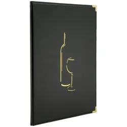 Securit® Weinkarte "Classic Range", A4, Lederoptik, inkl. 1 doppelte Einlage pro Karte (für 4 Seiten A4), Schwarz 34,4x24,5x0,5cm | 0,3kg