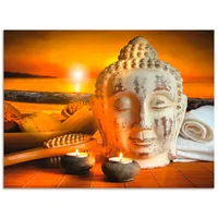 ARTland Wandbild »Bad-Zubehör mit Buddha-Statue«, Religion, (1 St.), als