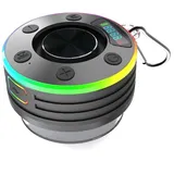 HEIBTENY FM-Radio Für Kompatibles 5.3 Duschradio Freisprecheinrichtung Mit Saugnapf Uhr Lautsprecher IPX7 LED-Display Für Pool, Strand Oder Badezimmer Partys Und Meetings(blue)