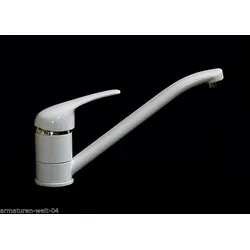 Küchenarmatur, Spültisch, Spüle, Armatur, Wasserhahn, weiss Niederdruck