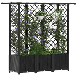 vidaXL Hochbeet mit Rankgitter und Dach 163,5 x 40 x 138 cm Schwarz