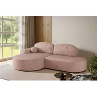Fun Möbel Ecksofa Schlafsofa Sofa FUN CASTIGO mit Ottomane in Stoff Poso, Rundumbezug rosa