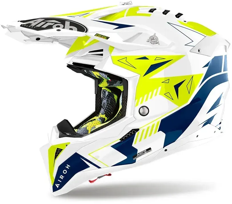 Airoh Aviator 3 Spin Offroad-helm - Glossy Yellow / Blue - XS