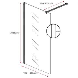 Badplaats Florida Walk-In-Dusche 100 x 200 cm Silber Sicherheitsglas