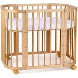 Waldin Babybett 5in1, Beistellbett aus Holz, Matratze, Belüftet,Ohne Stoffset,Holz natur - Naturbelassen