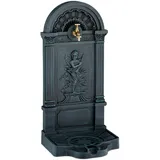 Relaxdays Standbrunnen, antik, Engel-Design, mit Wasserhahn - Grau