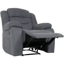 Mendler HWC-J57, XXL Relaxsessel TV-Liegesessel Nosagfederung Wildleder-Optik Stoff/Textil bis 200kg ~ graublau