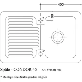 Villeroy & Boch Condor 45 graphit + Handbetätigung