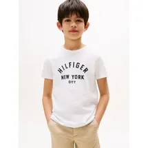 Tommy Hilfiger Kids Tommy Hilfiger T-Shirt CURVED HILFIGER GRAPHIC TEE SS für Kinder bis 16 Jahre, großer Logo-Print weiß 152 (12J)