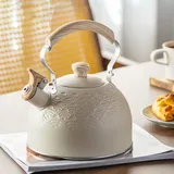 BYNYXI 2.5L Pfeifkessel Induktion, Moderne Wasserkessel Edelstahl Whistling Kettle Kaffeekessel Automatisch pfeifender Wasserkocher Flötenkessel mit Holzgriff Pfeifkessel für Induktionsherd Gasherd