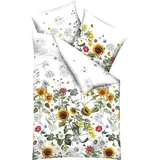 KAEPPEL Mako-Satin Sonnenblumen Gelb 155 x 220 cm + 80 x 80 cm