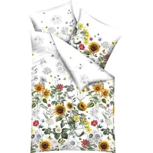 KAEPPEL Mako-Satin Sonnenblumen Gelb 155 x 220 cm + 80 x 80 cm