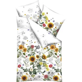 KAEPPEL Mako-Satin Sonnenblumen Gelb 155 x 220 cm + 80 x 80 cm