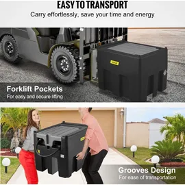 Vevor Tragbarer Dieseltank Mobile Tankanlage, Schwarz Dieseltankstelle, 140 W Tankstation Dieseltank, 2600 Rpm Transporttank, 12 V Automatik Pumpe, 4 m Schlauch Benzintank zum Betanken