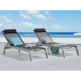 Beliani Gartenliege Sonnenliege 200 x 66 x 23 cm Schwarz