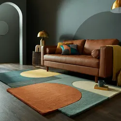 Kadima Design Abstrakt-Geometrischer Wollteppich `Thames Lily` - Farbe: Türkis, 150x240 cm