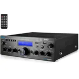 Pyle Verstärker, Verstärker Hifi Stereo, Buetooth Verstärker, Amplifier, Mini Stereo Receiver, 200W Mehrkanal mit HDMI, Optisch/Phono/Koazial, UKW Radio, USB/SD/AUX/RCA, Mic- Eingang mit Fernbedienung