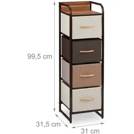Relaxdays Schubladenschrank 31,5 x 99,5 x 31,5 cm Braun / Mehrfarbig