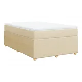 vidaXL Boxspringbett mit Matratze Creme 120x190 cm Stoff