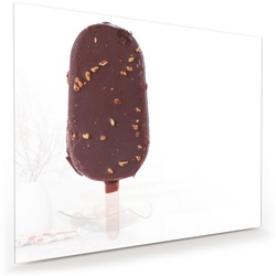Primedeco Glasbild Wandbild Schokoladeneis mit Nüssen mit Aufhängung, Süsses braun 75 cm x 60 cm