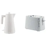 Alessi Plissé Bundle Elektrischer Wasserkocher und Toaster weiß