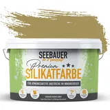 SEEBAUER diy Silikatfarbe Braun 5L für Innen (No. 655 Olive Oil) Atmungsaktive Mineralfarbe für Allergiker - Abwaschbare Wandfarbe - Brauntöne hohe Deckkraft