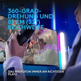 Logitech Yeticaster GX Dynamisches LIGHTSYNC RGB Gaming Mikrofon und Premium Broadcast Schwenkarm, Schwarz