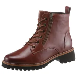Schnürstiefelette ARA "KENT", Damen, Gr. 7 (40,5), braun (cognac), Glattleder, elegant, Schuhe, mit Profilsohle