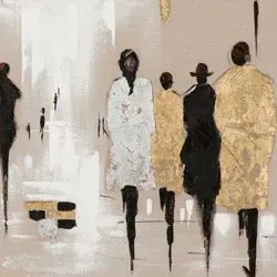 Gemälde MODENSCHAU GOLD/SILBER (BH 70x70 cm) - bunt - BH 70x70 cm