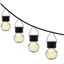 MARELIDA LED Solar Hängeleuchte CRACKLE - Bruchglas-Optik Kugelleuchte H: 9cm - Sens...