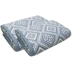 Badetuch FRAMSOHN FROTTIER "Arabeske Duschtücher", blau (beige, rauchblau, blau, naturweiß), B:75cm L:150cm, Walkfrottier, Obermaterial: 100% Baumwolle, Handtücher (Packung), Badetuch, skandinavisch gemustert, hergestellt in Österreich