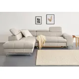 Cotta Ecksofa »Chef L-Form«, mit Kopfteilverstellung, edle Metallkufen, wahlweise mit Bettfunktion beige