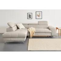 Cotta Ecksofa »Chef L-Form«, mit Kopfteilverstellung, edle Metallkufen, wahlweise mit Bettfunktion beige